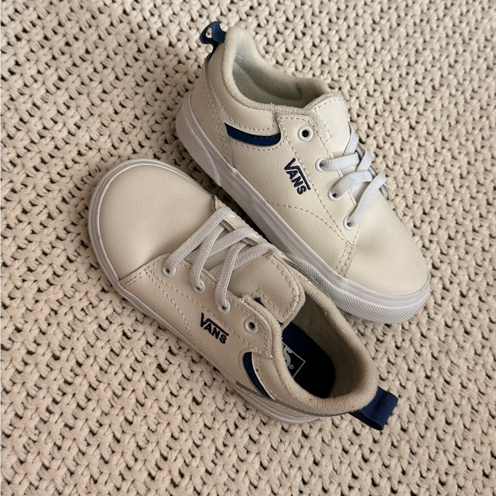 Vans Kids Cream and Navy Sneakers